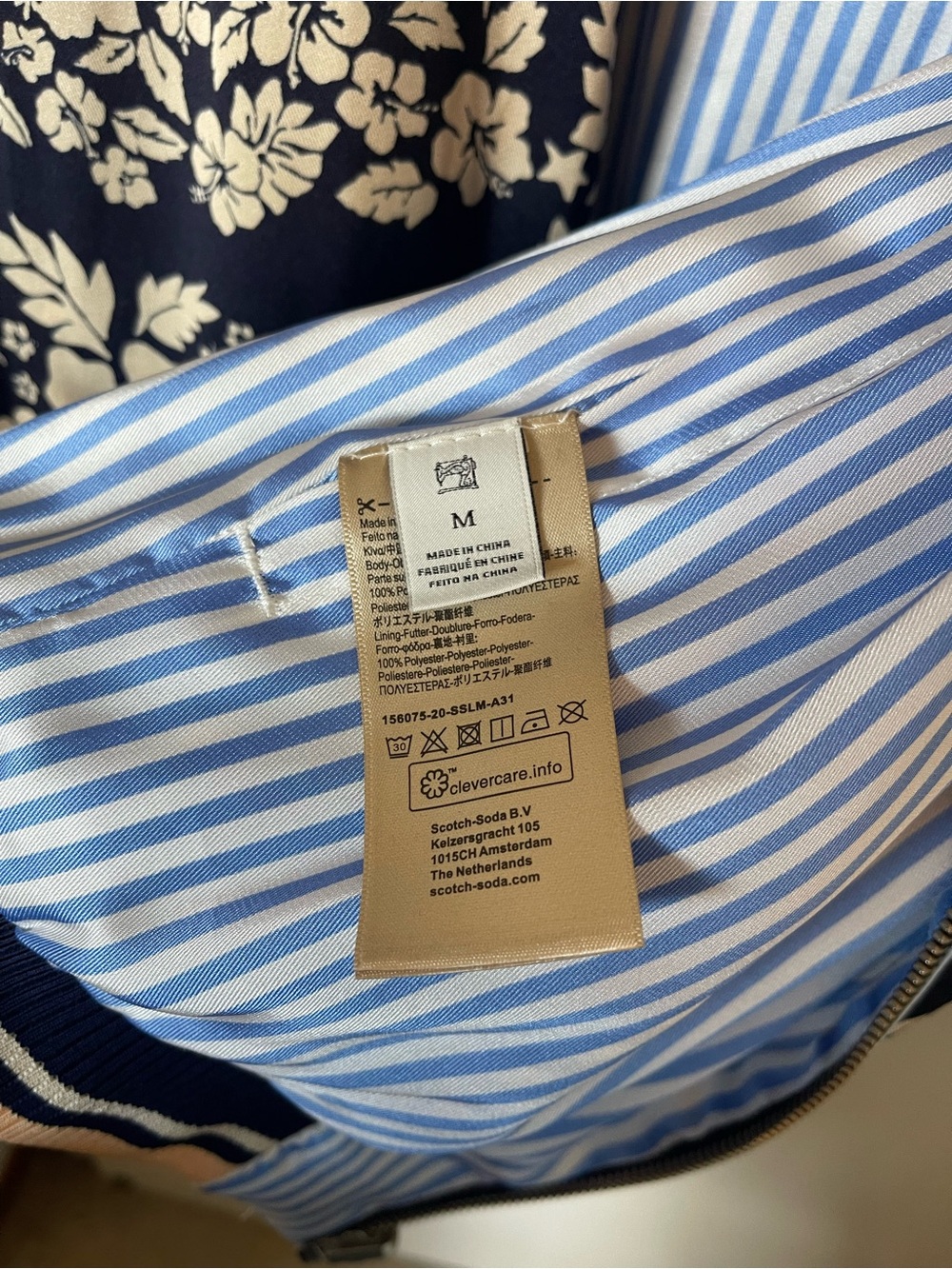 Scotch & Soda Reversible Floral Bomber Jacket - Navy/Blue Striped - Picture 4 of 8